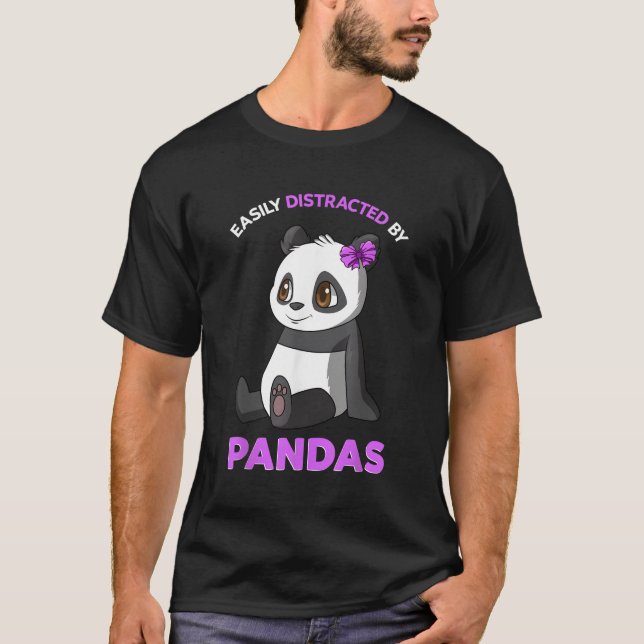 Easily Distracted By Pandas Panda T-Shirt (Front)