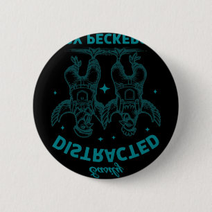 Easily Distracted By Peckers Funny Chicken Farmer 6 Cm Round Badge