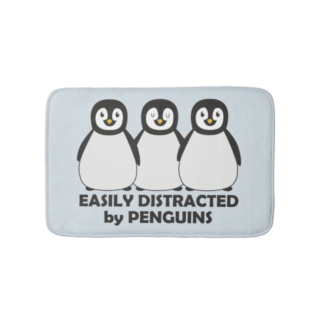 Easily Distracted by Penguins Bath Mat (Front)