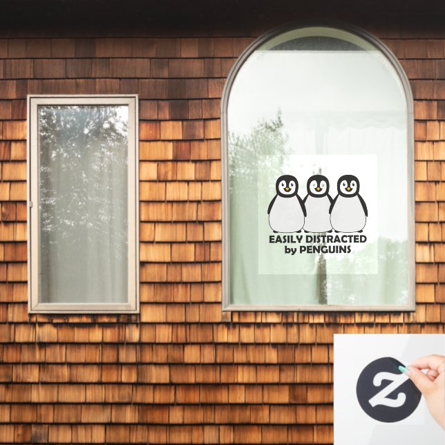 Easily Distracted by Penguins Window Cling (Home Window)