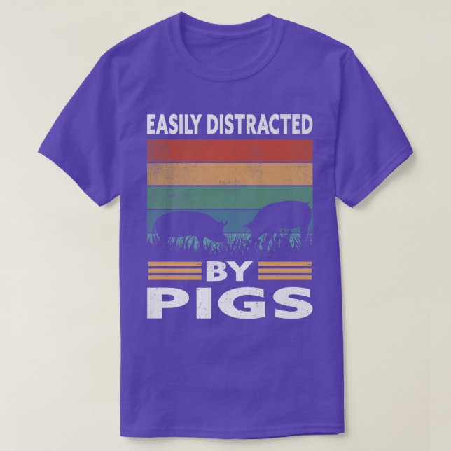 Easily Distracted By Pigs Funny Farm Pig Premium  T-Shirt (Design Front)