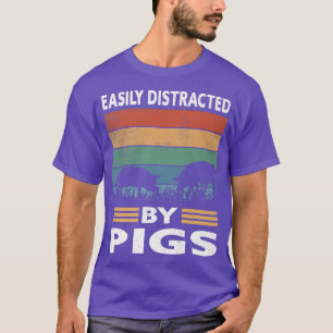 Easily Distracted By Pigs Funny Farm Pig Premium  T-Shirt