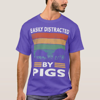 Easily Distracted By Pigs Funny Farm Pig Premium  T-Shirt