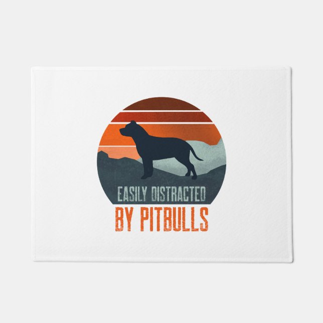 Easily Distracted By Pitbulls Dog Walking Doormat (Front)