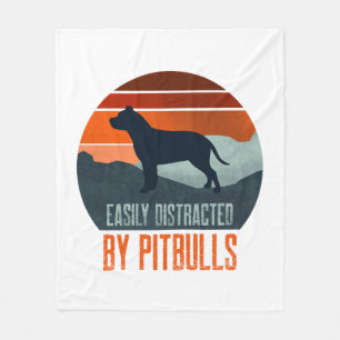 Easily Distracted By Pitbulls Dog Walking Fleece Blanket
