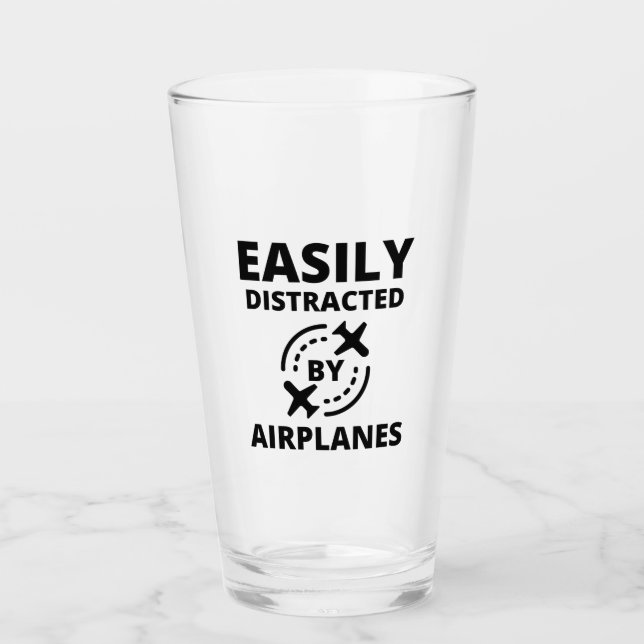 Easily distracted by planes funny pilot aviator glass (Front)