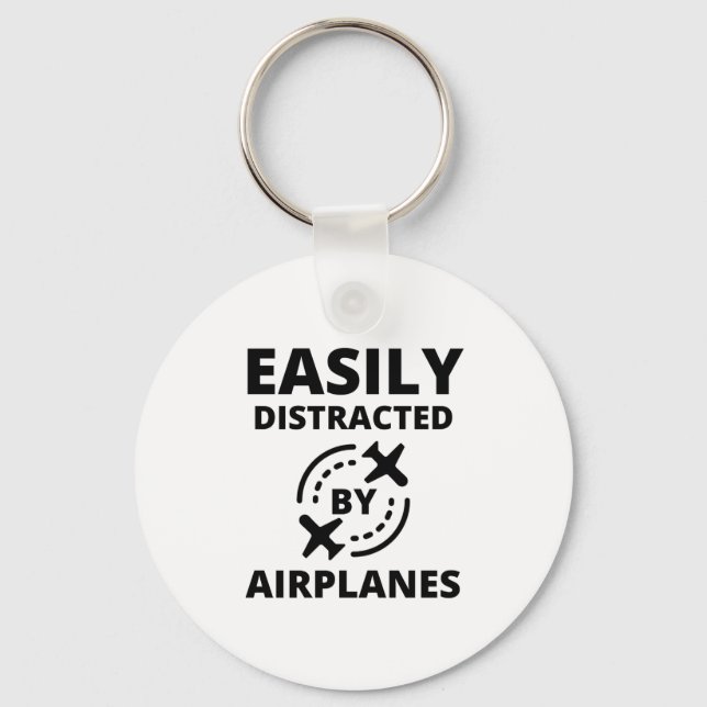 Easily distracted by planes funny pilot aviator key ring (Front)