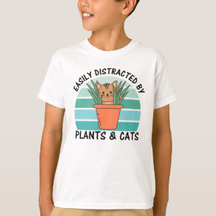 Easily Distracted By Plants And Cats Plant Cat T-Shirt