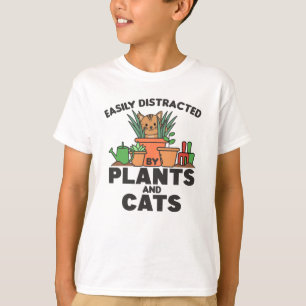 Easily Distracted By Plants And Cats Sweet Cat T-Shirt