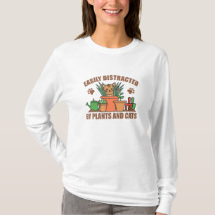 Easily Distracted By Plants And Cats Sweet Cat T-Shirt