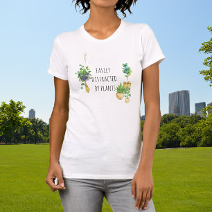 Easily Distracted by Plants Boho Watercolor Plants T-Shirt