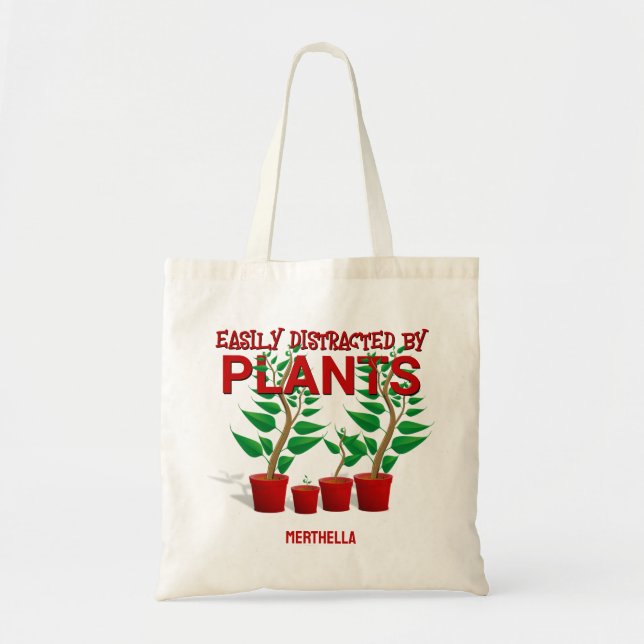 EASILY DISTRACTED BY PLANTS Unisex  Tote Bag (Front)