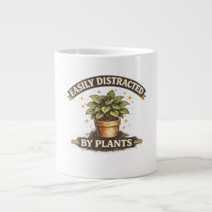 Easily Distracted by Plants Vintage Retro Design Large Coffee Mug