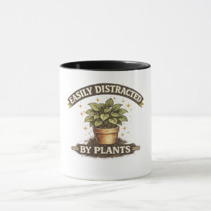 Easily Distracted by Plants Vintage Retro Design Mug