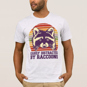Easily Distracted By Raccoons Retro Vintage Sunset T-Shirt