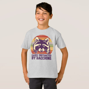 Easily Distracted By Raccoons Retro Vintage Sunset T-Shirt