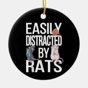 Easily Distracted By Rats Rat Mum Rat Dad Funny Ra Ceramic Tree Decoration