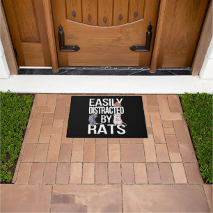 Easily Distracted By Rats Rat Mum Rat Dad Funny Ra Doormat