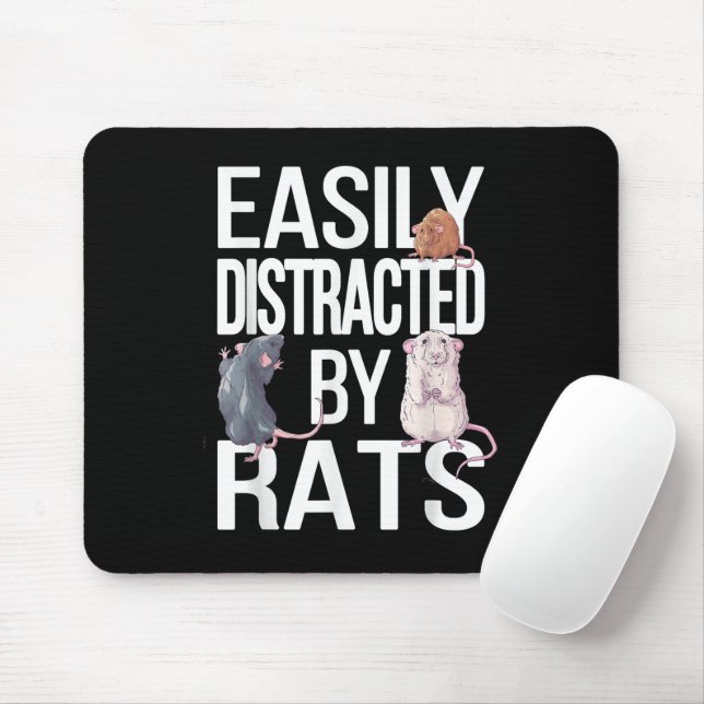 Easily Distracted By Rats Rat Mum Rat Dad Funny Ra Mouse Mat (With Mouse)