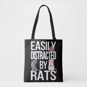 Easily Distracted By Rats Rat Mum Rat Dad Funny Ra Tote Bag