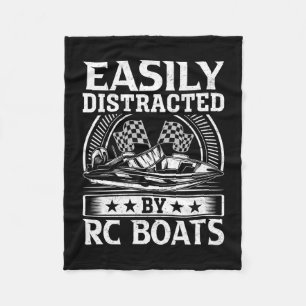 Easily distracted by rc boats - model boat speed fleece blanket