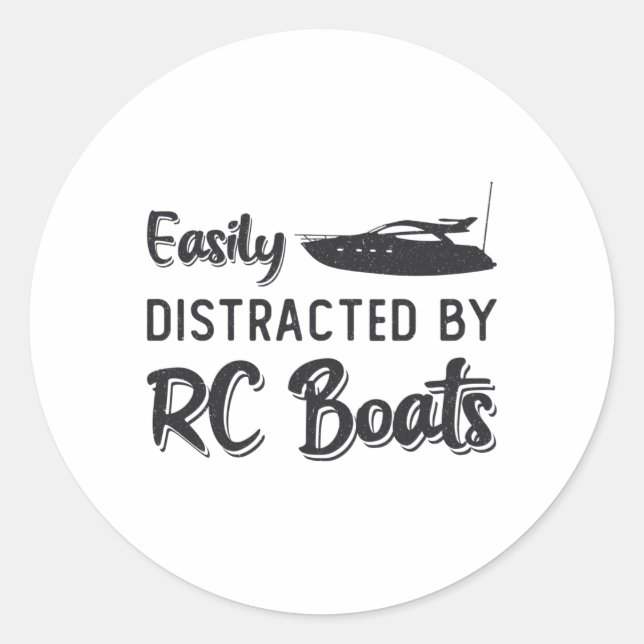 Easily Distracted By RC Boats Model Radio RC Boat Classic Round Sticker (Front)