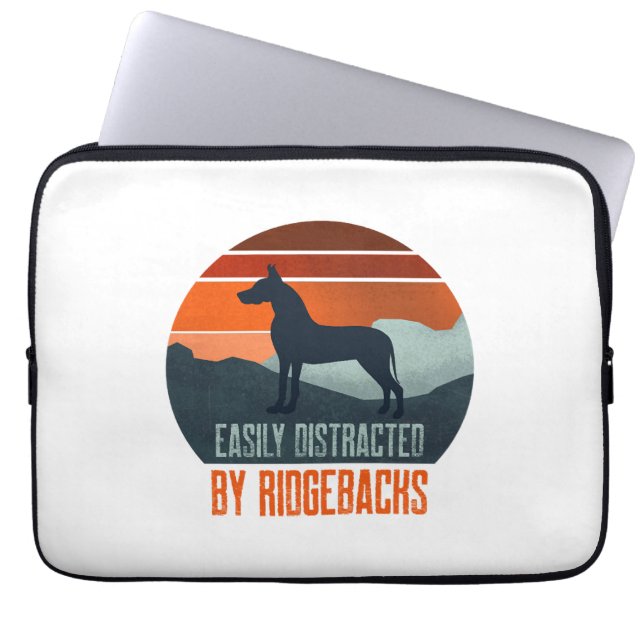 Easily Distracted By Ridgebacks Dog Walking Laptop Sleeve (Front)