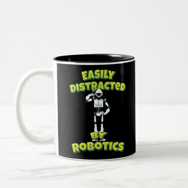 Easily Distracted By Robotics Two-Tone Coffee Mug (Left)