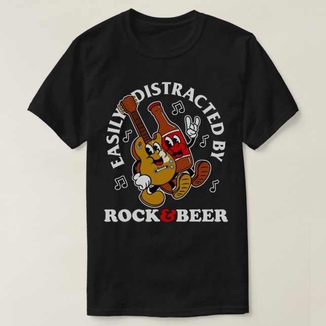 Easily Distracted By Rock Beer 1 T-Shirt (Design Front)