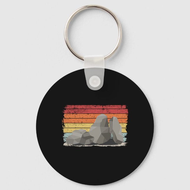 Easily Distracted By Rocks Collector Mineral Retro Key Ring (Front)