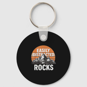 Easily distracted by rocks vintage sunset geology key ring
