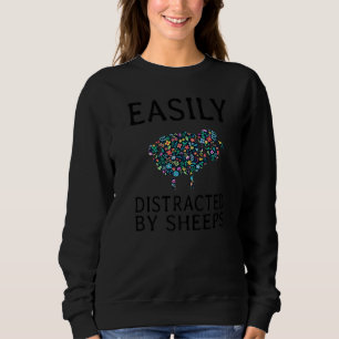 Easily Distracted By Sheep Farm Animal Flower Outf Sweatshirt
