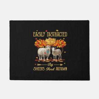 Easily Distracted By Sheeps And Autumn Fall Season Doormat