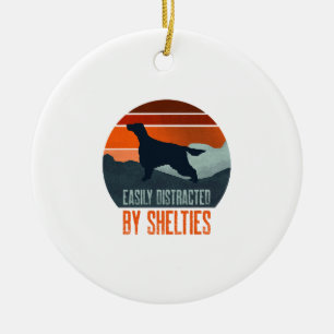 Easily Distracted By Shelties Dog Walking Ceramic Tree Decoration