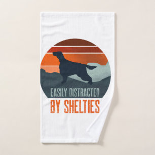 Easily Distracted By Shelties Dog Walking Hand Towel