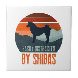 Easily Distracted By Shibas Dog Walking Tile