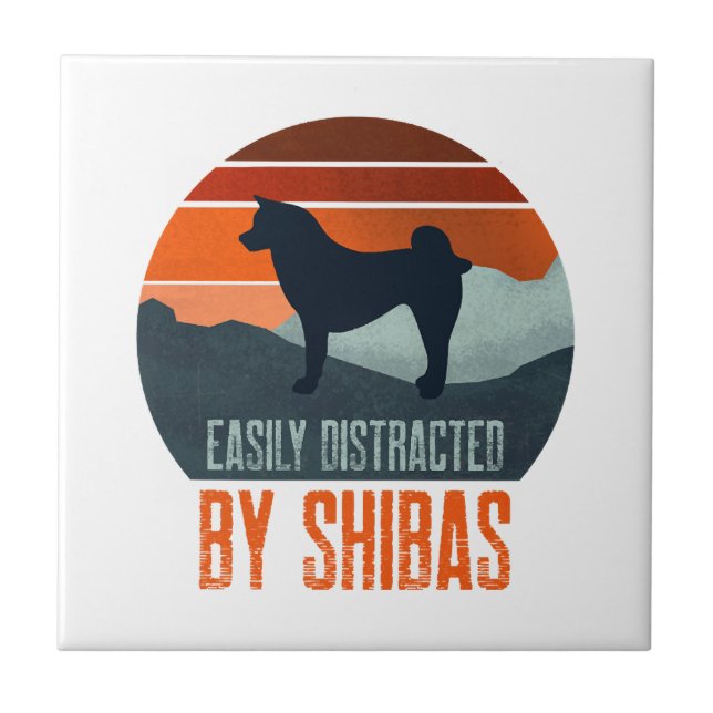 Easily Distracted By Shibas Dog Walking Tile (Front)