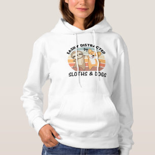 Easily Distracted By Sloths And Dogs Hund Corgi Hoodie