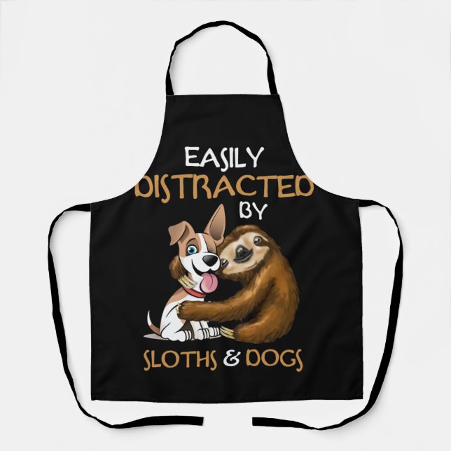 Easily Distracted By Sloths And Dogs Sloth Lover Apron (Front)