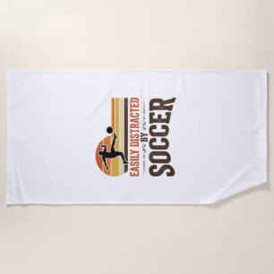 Easily Distracted By Soccer Vintage Shirt Design_1 Beach Towel