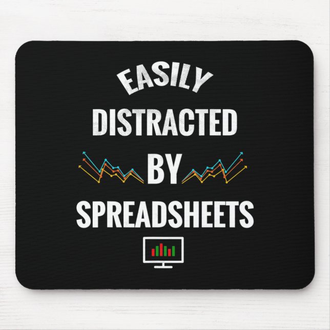 Easily Distracted By Spreadsheets Statistics Insur Mouse Mat (Front)
