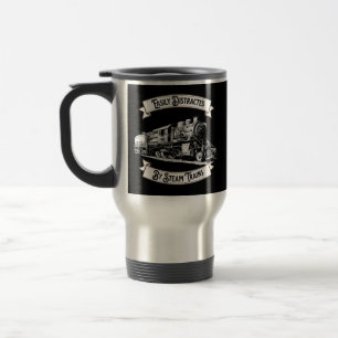 Easily Distracted By Steam Trains Engine Railroad  Travel Mug