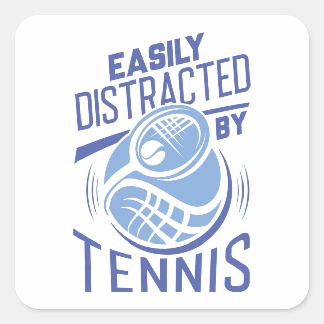 Easily Distracted By Tennis Square Sticker (Front)