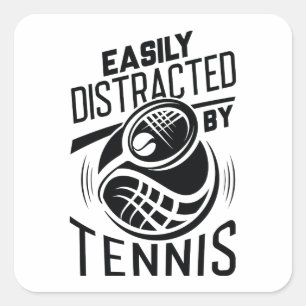 Easily Distracted By Tennis Square Sticker