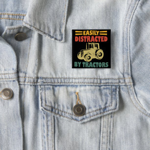 Easily Distracted By Tractors 15 Cm Square Badge