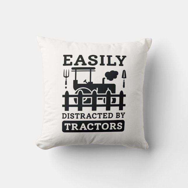 Easily Distracted By Tractors Cushion (Front)