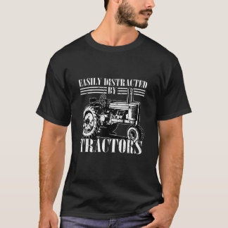   Easily Distracted By Tractors Organic Farmer Far T-Shirt