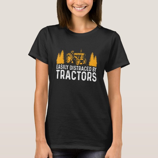 Easily Distracted By Tractors - Vintage T-Shirt (Front)