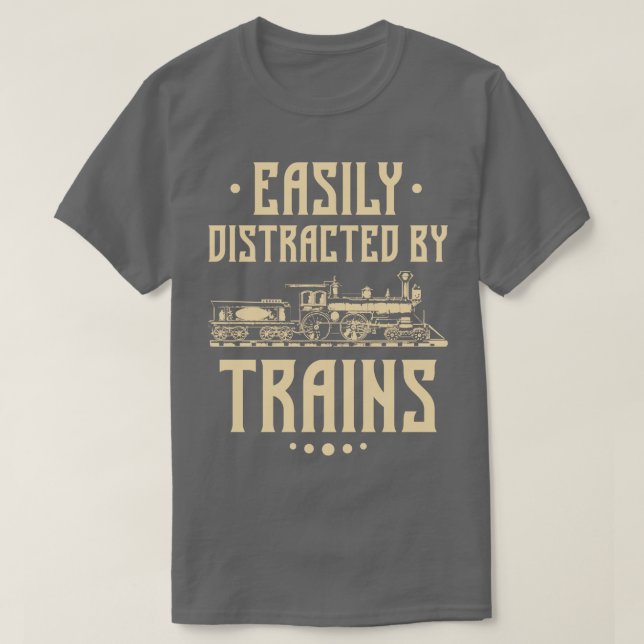 Easily Distracted By Trains T-Shirt (Design Front)