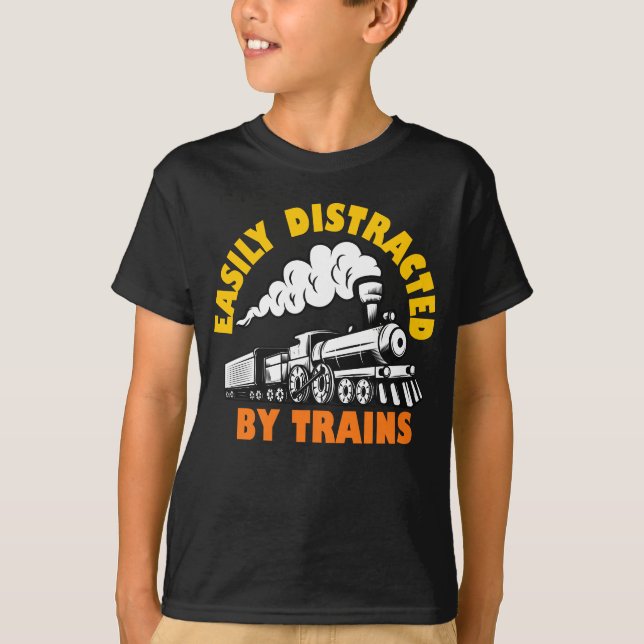 Easily Distracted By Trains T-Shirt (Front)